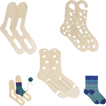 6Pcs Thicken Wooden Sock Blockers for Knitting, COSYOO Adjustable Sock Blocker f - £16.91 GBP