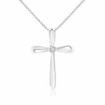 ANGARA Twisted Cross Pendant Necklace with Diamond in 14K Gold (HSI2, 0.06 Ctw) - £334.26 GBP