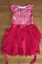 * Jona Michelle red Floral lace tulle fancy short sleeve dress size 10 girl - £15.84 GBP