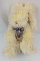 Yangjee Ind. Bunny Rabbit Plush Cream Ivory White Easter Plaid Bow Shagg... - $24.74