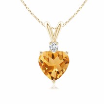 ANGARA Heart-Shaped Citrine Pendant Necklace with Diamond in 14K Gold (A, 7MM) - £396.46 GBP