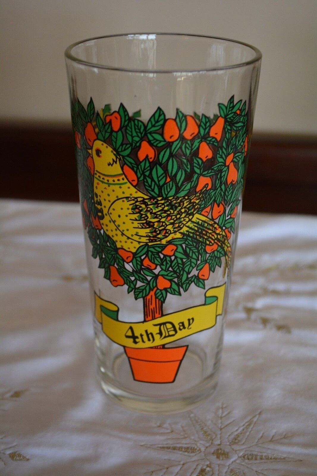 Primary image for Vintage Pepsi Partridge Pear Tree 12 Days of Christmas Glass 4th Day Colly Birds