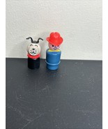 Vintage Fisher-Price Little People Cowboy &amp; Dog Lot 1960s Wood/Plastic F... - $469.87 MXN