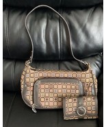 LIZ &amp; CO Brown Tan Multi Pocket Purse Shoulder Bag With Cute Matching Wa... - £22.14 GBP