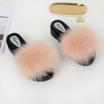 Real Slippers Wedges Women Slides Platform Fluffy Summer Home Shoes Woman Brand  - £40.58 GBP