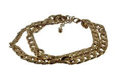 Pretty Little Thing PLT Fashion Bracelet Gold Tone Double Chain Shiny 9&quot; Long - $11.88