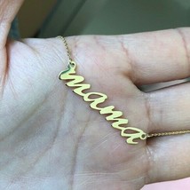 14K Solid Gold Script &quot;Mama Plate Choker Necklace 14&quot;-15&quot;-16&quot; Adjustable... - $299.90+