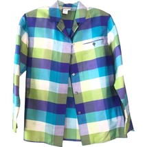 Coldwater Creek 100% Silk Top Green, Purple, Blue Plaid w/ side slip Siz... - £18.48 GBP