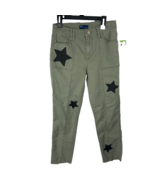 Project Indigo Olive Green Star Patch Skinny Jeans Women 3 Raw Hem - $28.09