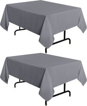 2 Pack Light Grey Tablecloth 54 x 54 Inch Stain and Wrinkle Resistant Square Tab - £30.17 GBP