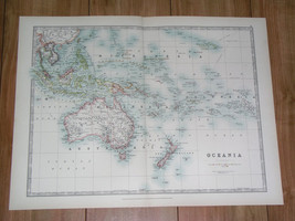 1907 Antique Map Of Australia Oc EAN Ia New Zealand German Colonies Hawaii - £16.86 GBP