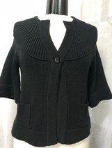 White House Black Market Women&#39;s Sweater Black 3/4 Sleeve Cardigan Size xs - £22.93 GBP