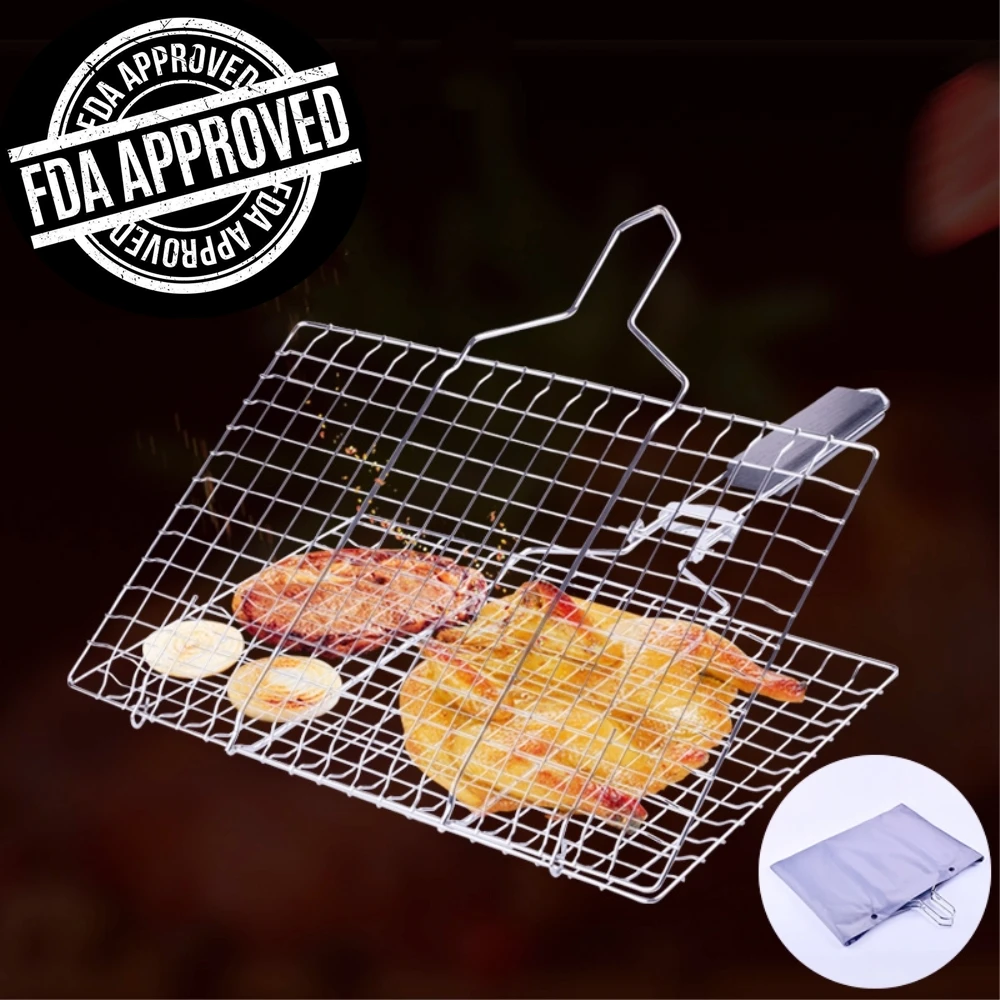 Barbecue Grilling Basket,Outdoor 430 Stainless Steel BBQ Pan for Fish,Vegetable, - £205.68 GBP