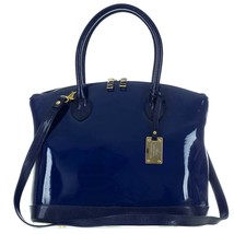 AURA Italian Made Genuine Blue Patent Leather Large Carryall Tote Handbag - £274.58 GBP