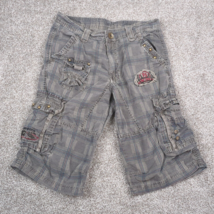 Vtg FUSAI Shorts Boy 12 Gray Plaid Grungy Skater Streetwear SK8 Grunge P... - $17.99