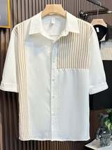 Men&#39;s Plus Size Knit Panel Short Sleeve Shirt - $32.49