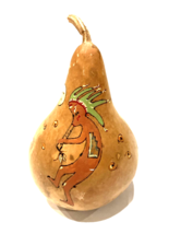 Kokopelli Dried Gourd Hand Painted Sun Flute Signed by Artist Unique Gift 7&quot; - $19.74