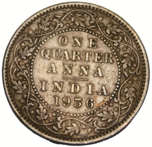 India 1/4 Anna, 1936~Free Shipping #A76 - £3.52 GBP