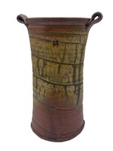 Brown Vase Studio Art Earth Tones Red Tan Signed 12&quot; Western Pottery Clay - $140.00