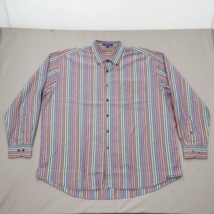 Mens Striped Button Down Size 2XL Rainbow Colors 100% Cotton Alan Flusser - £11.72 GBP