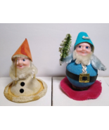 Dwarfs Elf Christmas Tree Ornaments Set Of 2 Vintage Fabric Clothing Mid... - £28.38 GBP