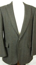 VINTAGE Maine Bay Traditions Heavy Harris Tweed Gray Stripe Sport Coat 40L - £45.29 GBP