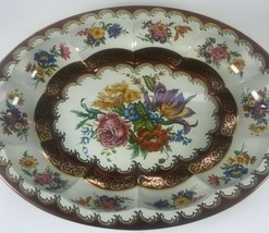 Daher Metal Ware Platter Tray Serving Bowl Floral Decorated Tin Scallope... - $12.69
