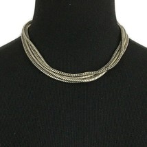 BEN-AMUN vintage multi-strand choker necklace - chunky heavy thick silve... - £41.13 GBP