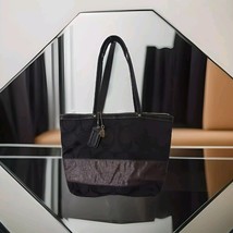 Coach Black Signature Jacquard Brown Shimmery Stripe Shoulder Bag Purse - $740.32 MXN