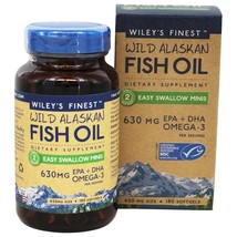 Wiley&#39;s Finest Wild Alaskan Fish Oil Easy Swallow Minis 450 mg., 180 Softgels - £34.25 GBP