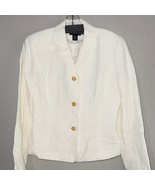 Ann Taylor Ivory Linen Blend Blazer with Amber Buttons - $630.27 MXN