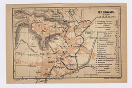 1899 Original Antique City Map Of Bergamo / Lombardy / Italy - £21.64 GBP