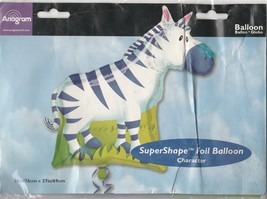 Zebra 30&quot; x 27&quot; by Anagram SuperShape Foil Balloon - $5.64