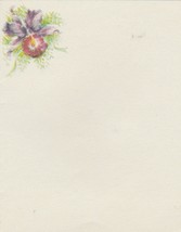 Vintage Greeting Card Stationery Purple Orchid Unused 1950&#39;s - $6.92
