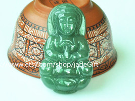 Free shipping - Tibet Buddhist  natural green jadeite jade Buddhist Bodhisattvas - £30.59 GBP
