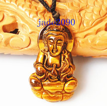Free shipping - Hand carved Natural  carved yellow tiger eye Buddhist Bo... - £17.58 GBP