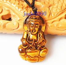 Free shipping - Hand carved Natural  carved yellow tiger eye Buddhist Bo... - £17.62 GBP