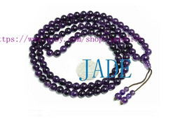 Free Shipping - NATURAL Amethyst  108 Meditation Yoga Prayer Beads Mala ... - £21.23 GBP