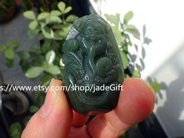 Free Shipping -  Natural Green jadeite jade Laughing buddha charm jade p... - $23.99