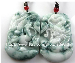 Free Shipping - hand carved A cargo Jade Dragon and Phoenix couple pendants floa - £26.29 GBP