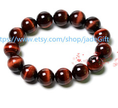 Free Shipping -  12 mm beaded bracelet Natural Red tiger eye STONE Prayer Beads  - £15.72 GBP