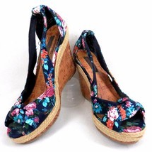 Womens Platform Wedge Shoe Material Girl Floral Cork Peep-toe Sandal Hee... - £18.62 GBP