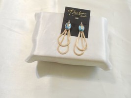 Thalia Sodi 3&quot; Gold Tone Blue Green Stone Dangle Drop Earrings C755 $29 - $13.43