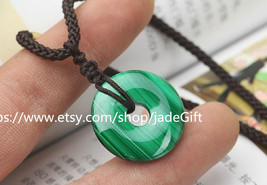 FREE SHIPPING - green gift Natural Malachite carved Peace buckle bring for you l - £23.12 GBP