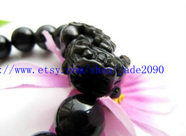 Free Shipping -   Grade AAA Natural black Jadeite Jade &#39;&#39; PI YAO &#39;&#39; charm  beade - £18.86 GBP