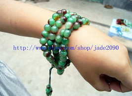 Free Shipping -  Tibetan Buddhist natural GREEN jade 108 meditation yoga Prayer  - £24.12 GBP