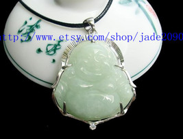 Free Shipping - Amulet good luck Natural Green jadeite jade carved Laugh... - £20.44 GBP