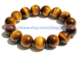 Free Shipping -  tiger eyes gemstone beaded bracelet , natural yellow tiger eyes - £12.57 GBP