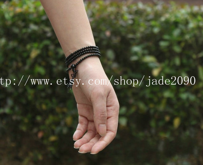 Free Shipping - 5 mm Tibetan Buddhism  Natural black sandalwood meditati... - $13.99