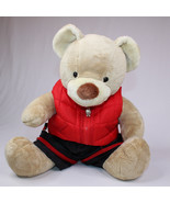 Build A Bear Workshop Tan Cream Plush Dressed Teddy Bear Red Jacket Blac... - $14.52